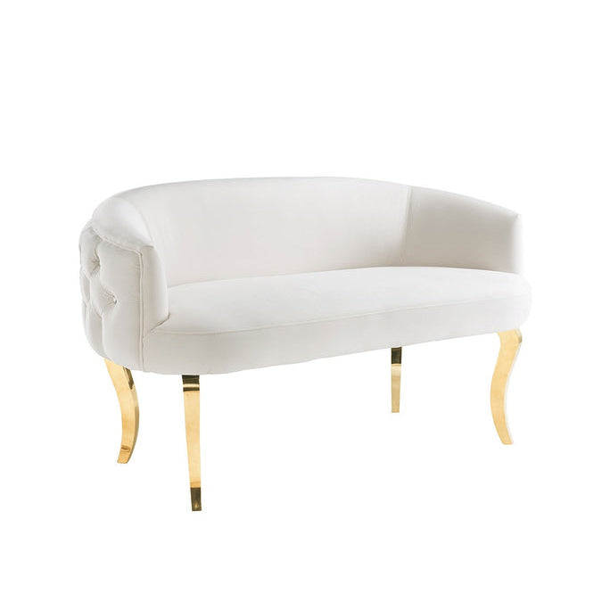 Ivory velvet loveseat discount